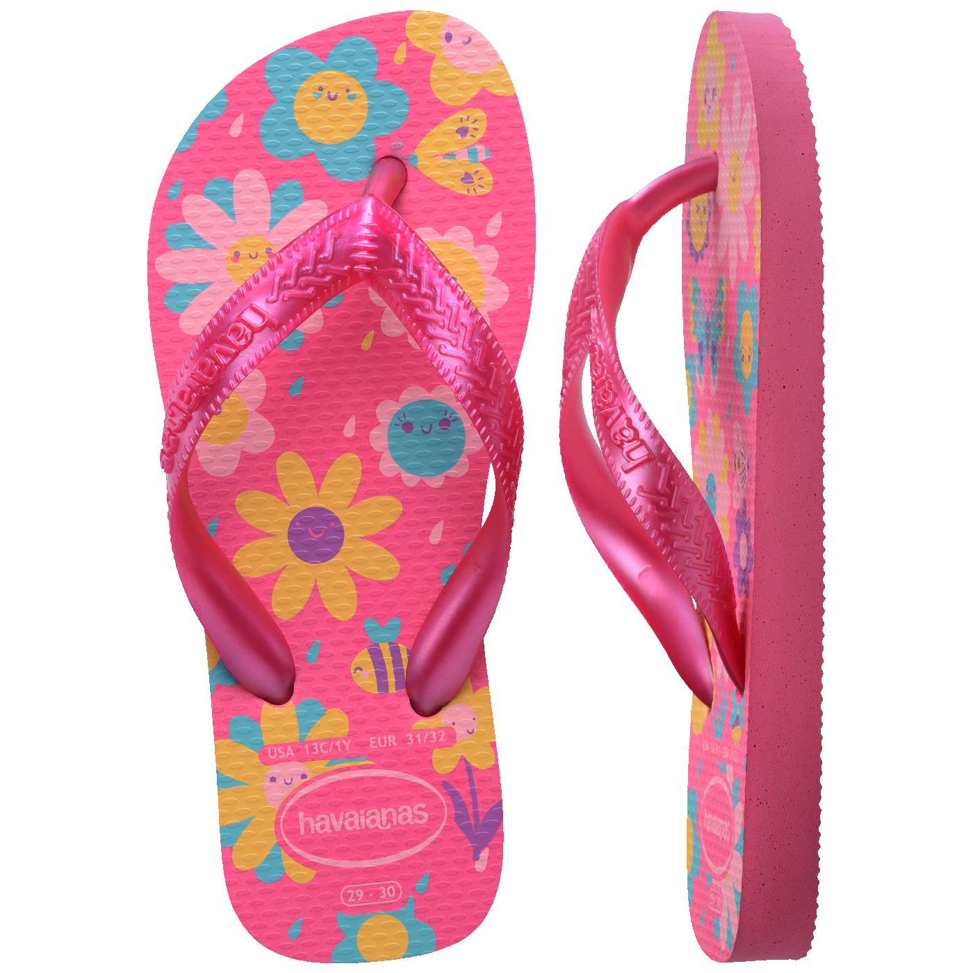 Chinelo Infantil Flores Moranguinhos: Conforto Rosa Flux para Meninas
