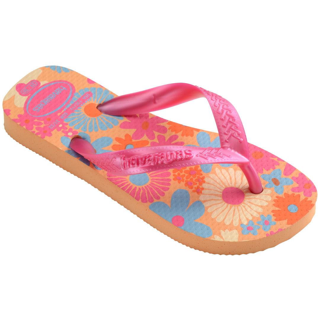 Chinelo Infantil Flores Pêssego: Conforto Vibrante para os Pezinhos