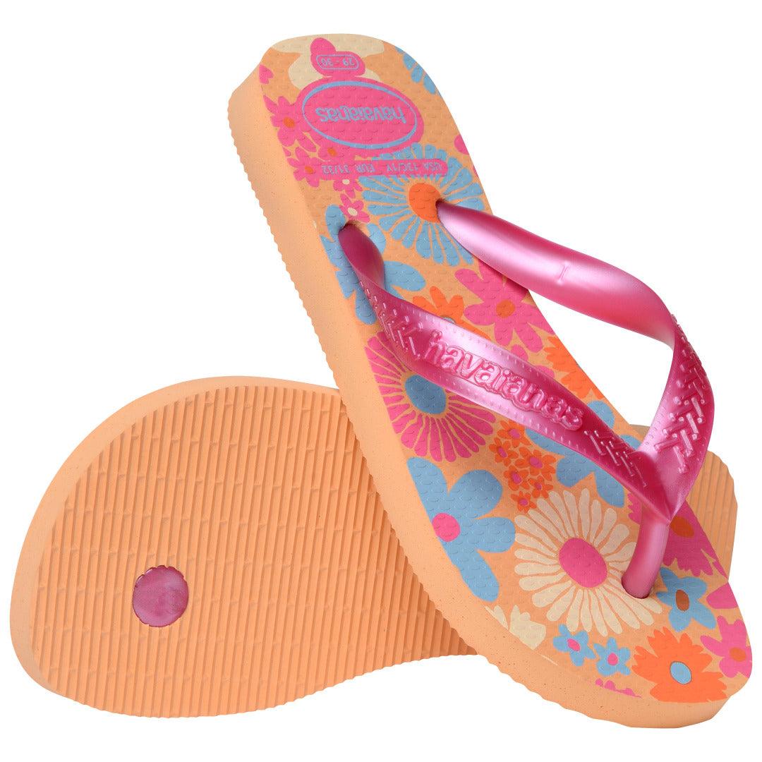 Chinelo Infantil Flores Pêssego: Conforto Vibrante para os Pezinhos