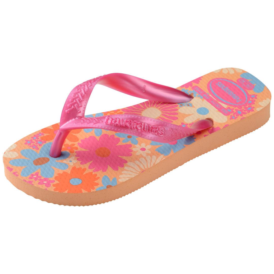 Chinelo Infantil Flores Pêssego: Conforto Vibrante para os Pezinhos