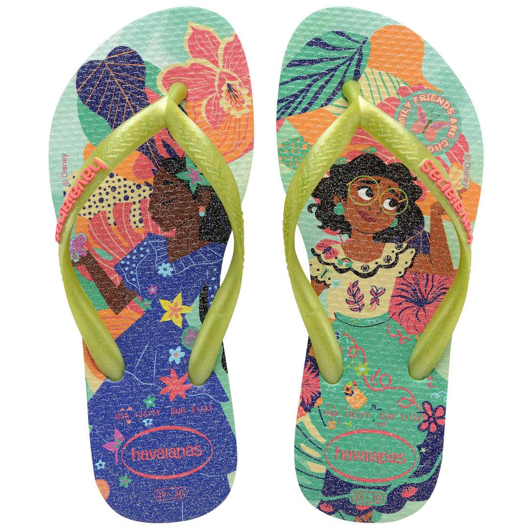 Chinelo Kids Slim Princesas Disney Glitter Verde Matcha Conforto