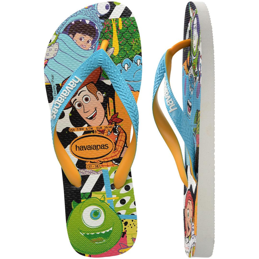 Chinelo Disney Estiloso Confortável Tiras Largas Bicolores Mickey Pixar Original
