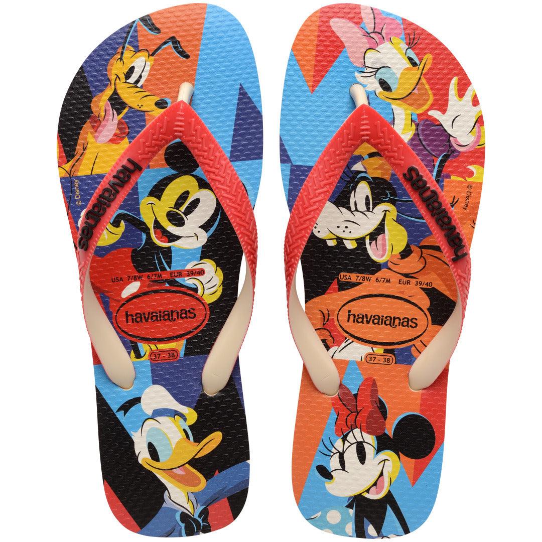 Chinelo Disney Stylish Vermelho Rubi Tiras Largas Bicolores Confortáveis