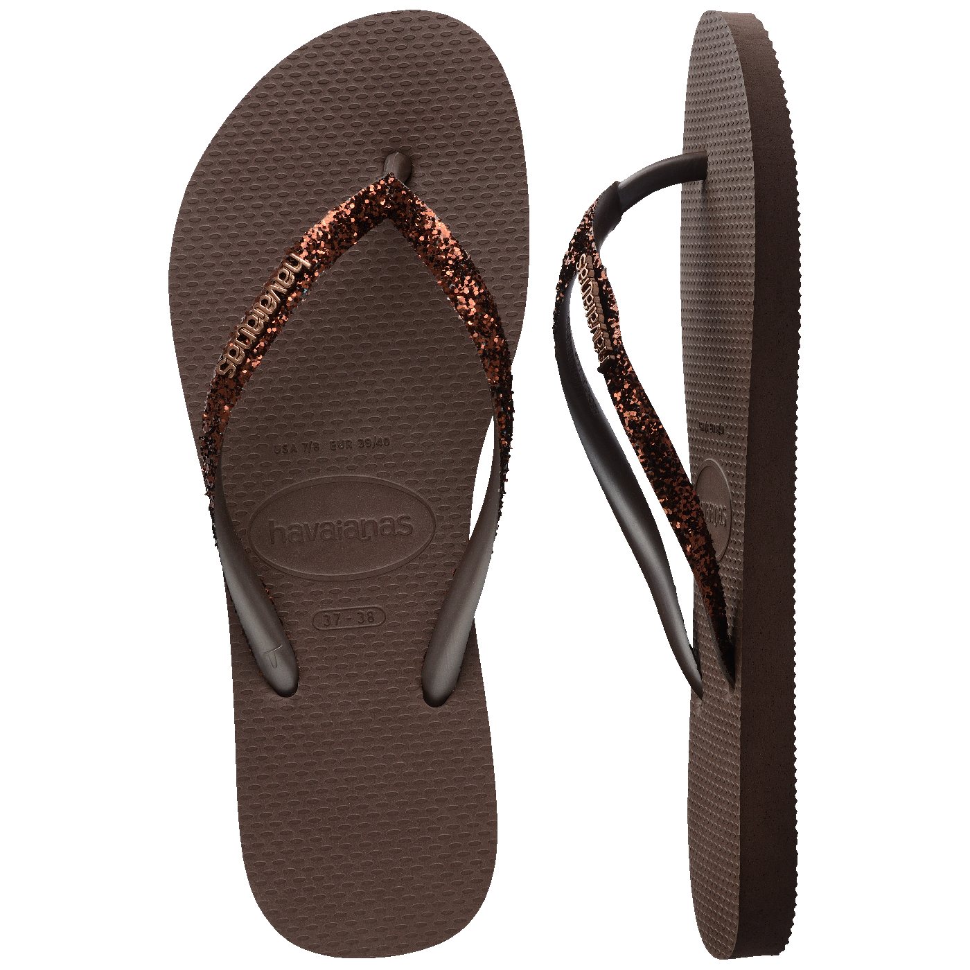 Chinelo Slim Glitter II Feminino com Tiras Brilhantes e Glitter Puro