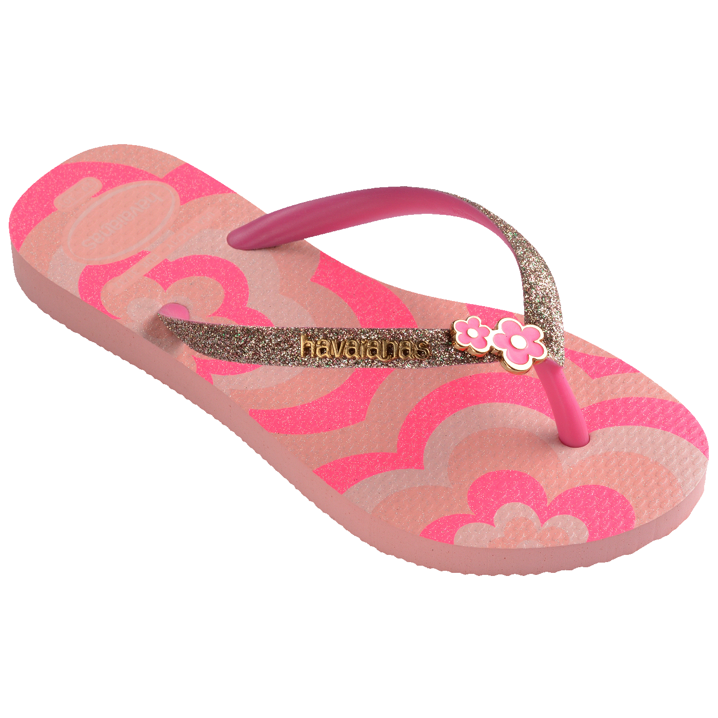 Chinelo Infantil Slim Glitter II Rosa Flux Brilhante Confortável Meninas