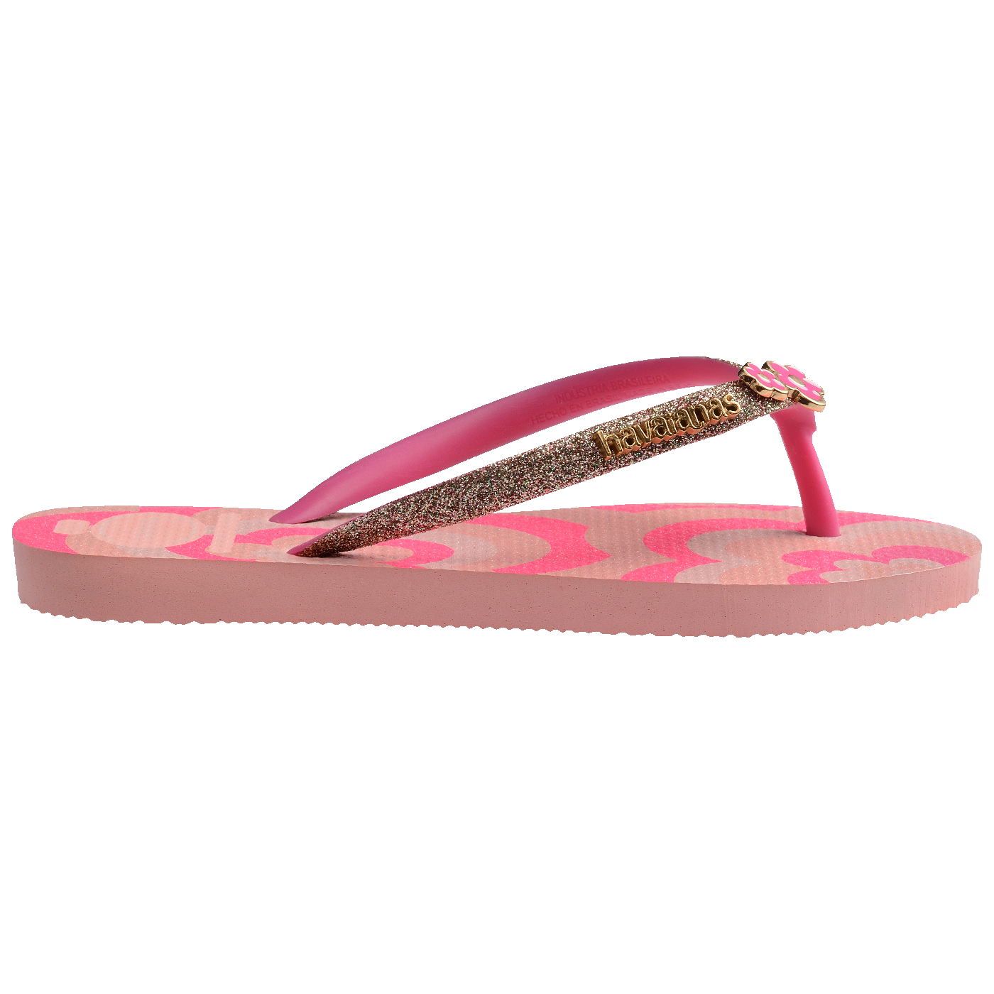 Chinelo Infantil Slim Glitter II Rosa Flux Brilhante Confortável Meninas