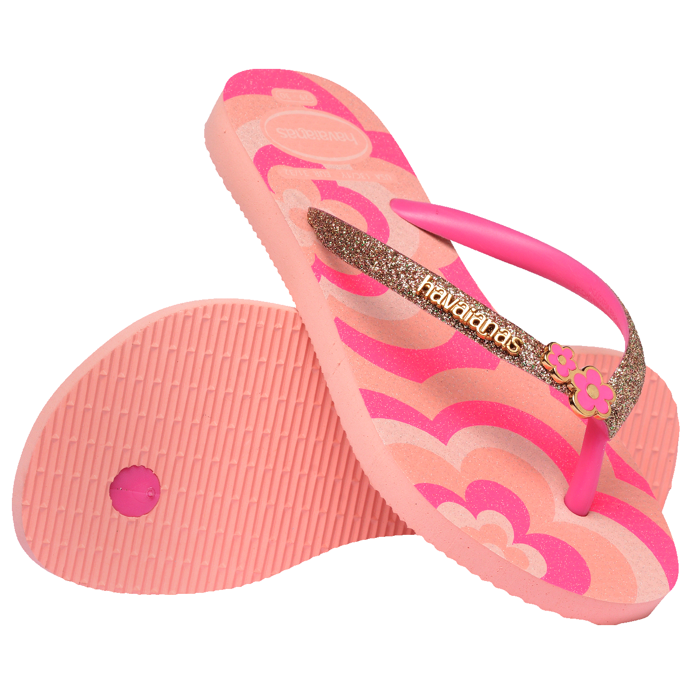 Chinelo Infantil Slim Glitter II Rosa Flux Brilhante Confortável Meninas
