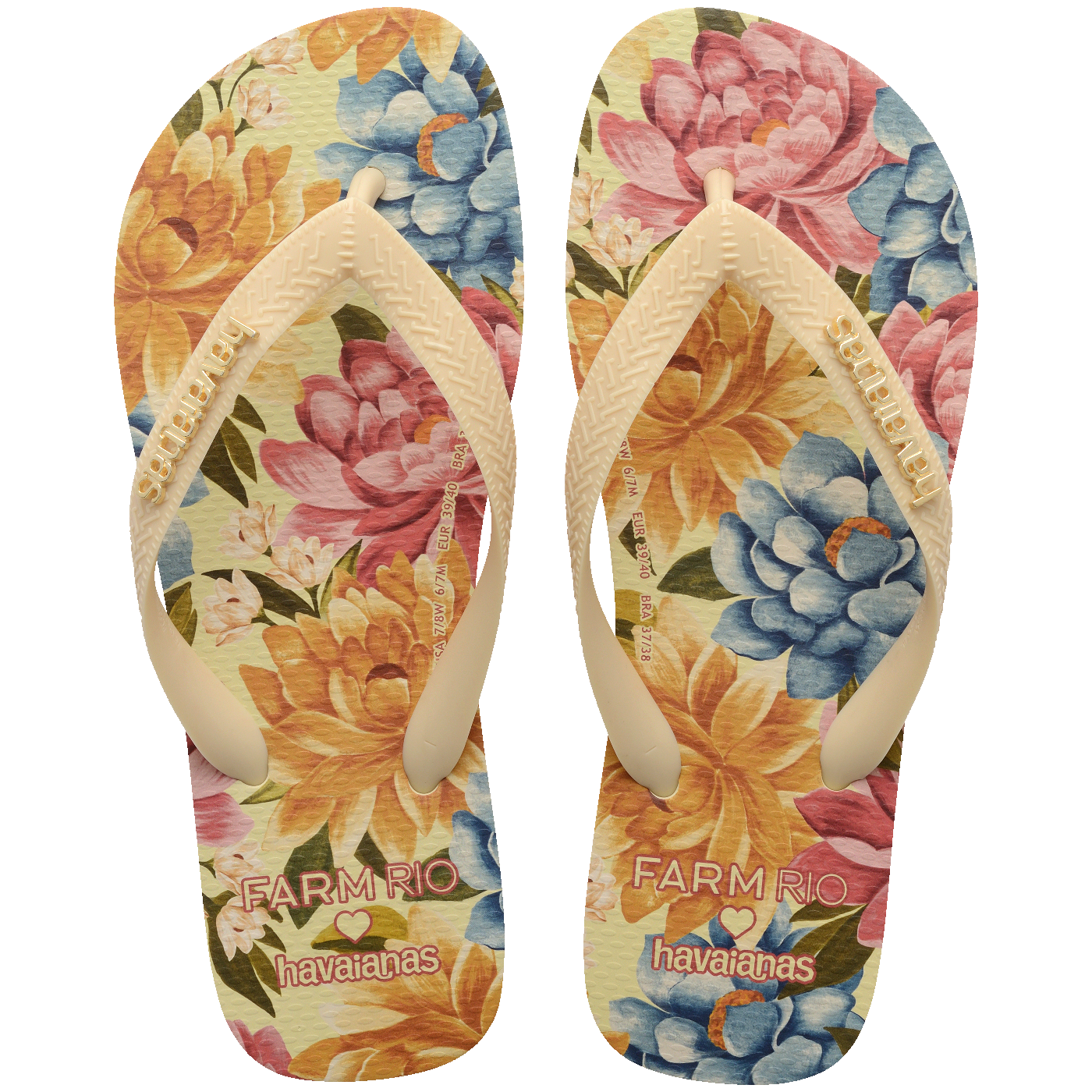 Chinelo Farm Floral Beca Feminino Confortável Estampado Verão Praia