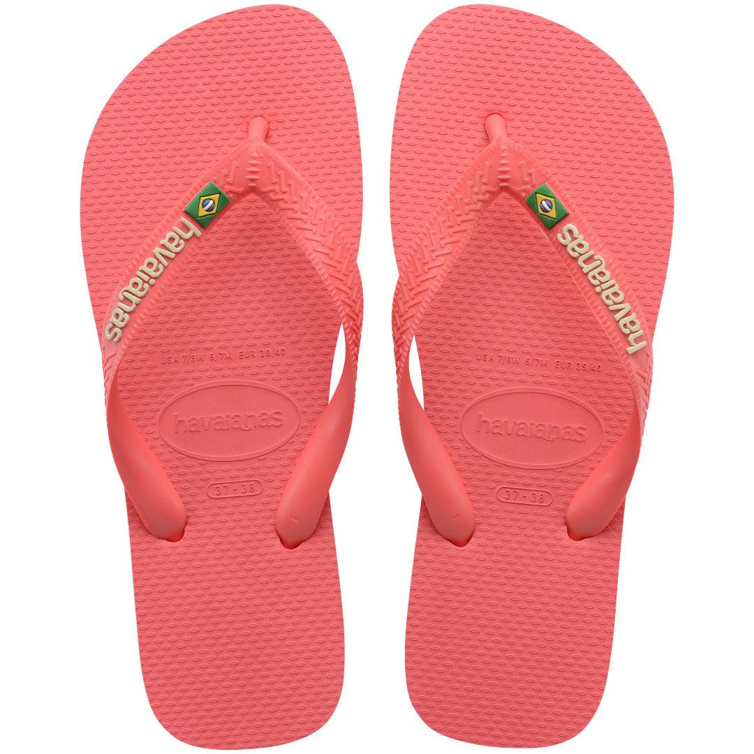 Chinelo  Brasil Logo Coral Tropical Confortável Estiloso Verão Durável Icônico