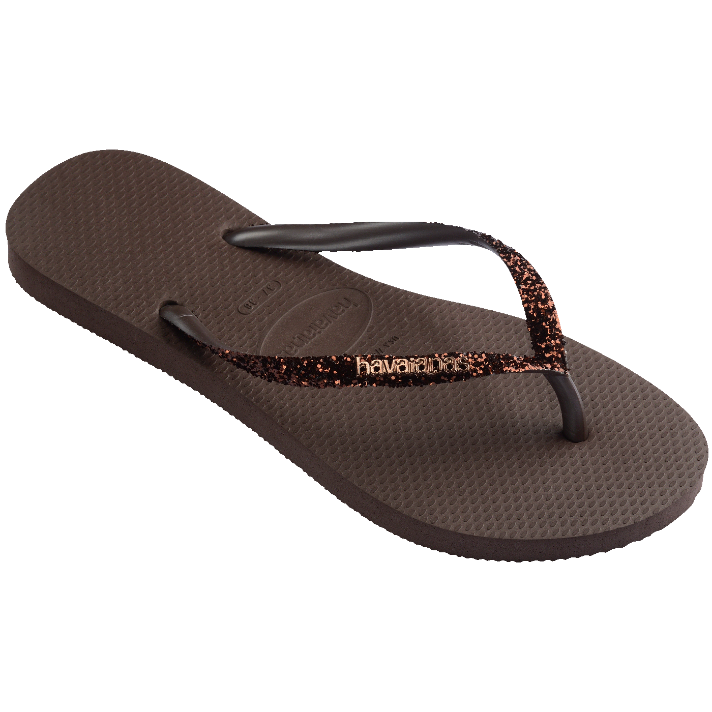 Chinelo  Slim Glitter II Feminino com Tiras Brilhantes e Glitter Puro