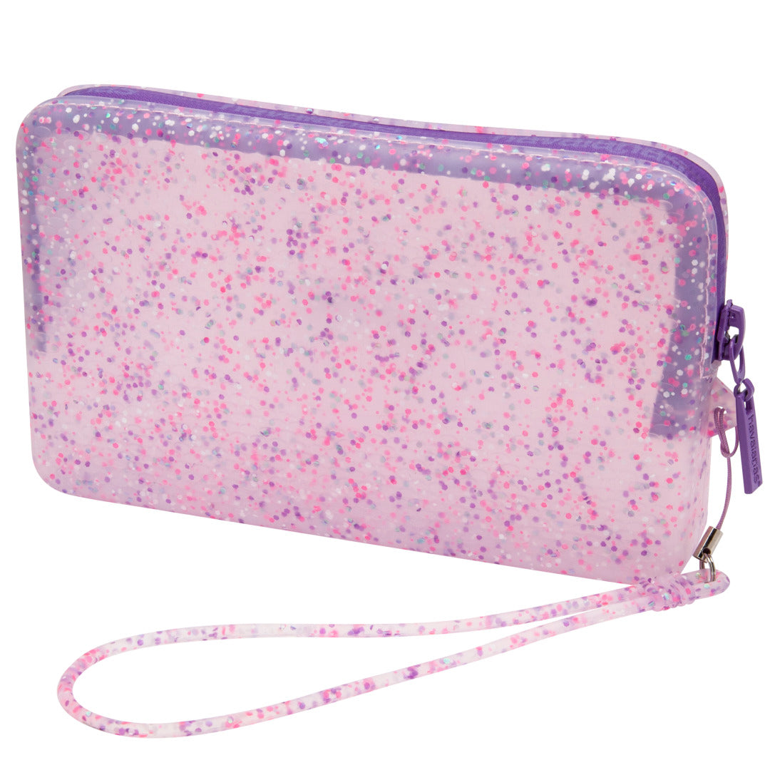 Mini Bag  Super Glitter Roxo Transparente: Brilho e Estilo para Carregar