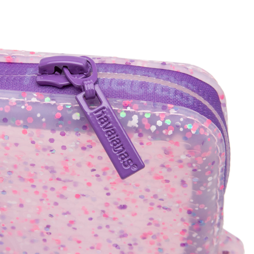 Mini Bag  Super Glitter Roxo Transparente: Brilho e Estilo para Carregar