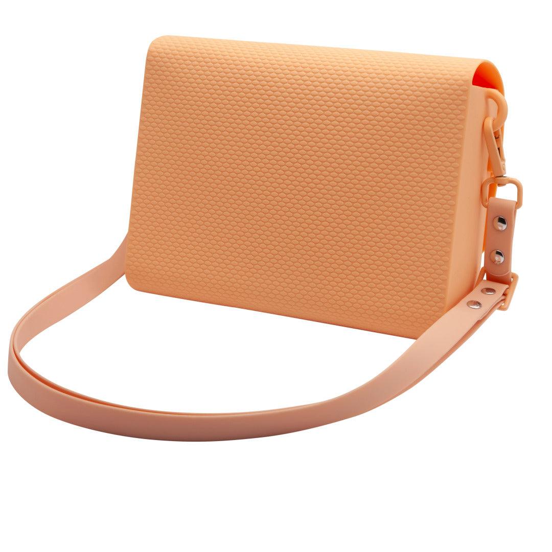 Bolsa Casual  Correntes Silicone Texturizado Alça Ajustável Design Moderno Pêssego
