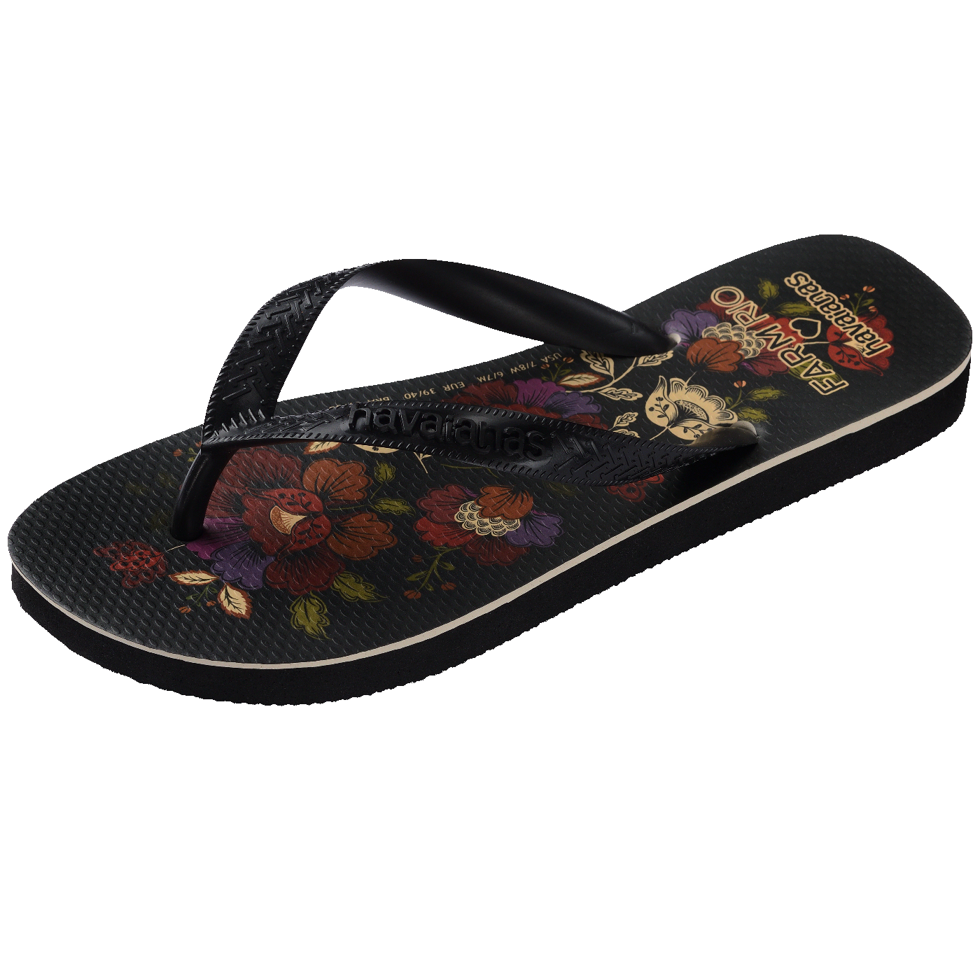 Chinelo  Farm Flor de Fita Feminino Estiloso Conforto Verão Tropical