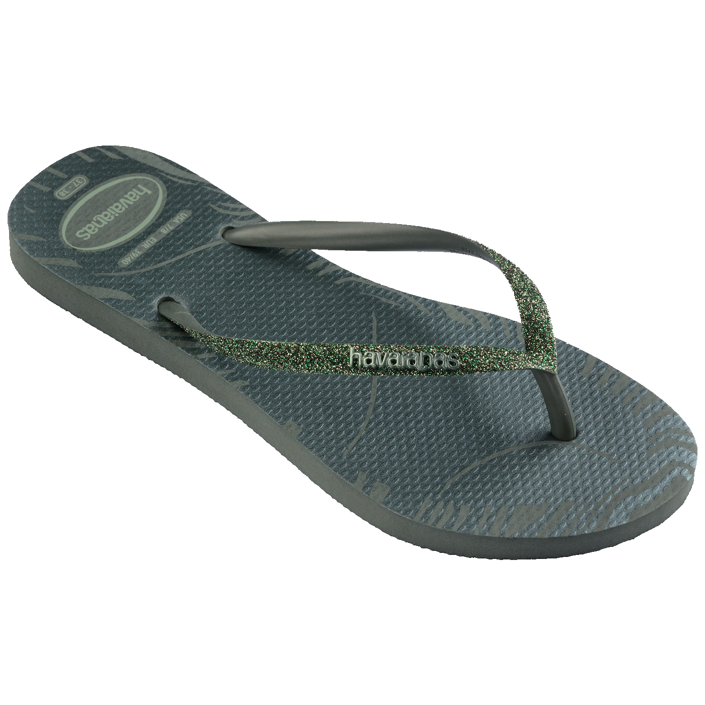 Slim Glitter Edge: Chinelo Verde Oliva Brilhante, Confortável e Super Estiloso